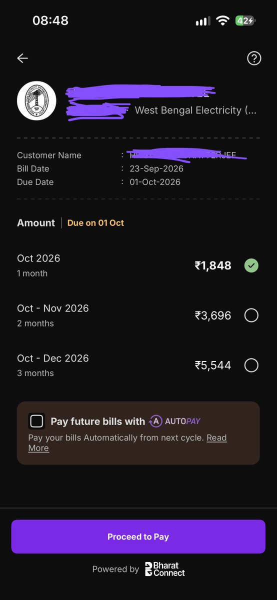 sam311z's tweet photo. @rajan_bajaj Also, some apps like phonepe gives the option to pay electricity bills to pay month wise, but that feature is also yet available with @slicebank https://t.co/zJQdUzqQSn