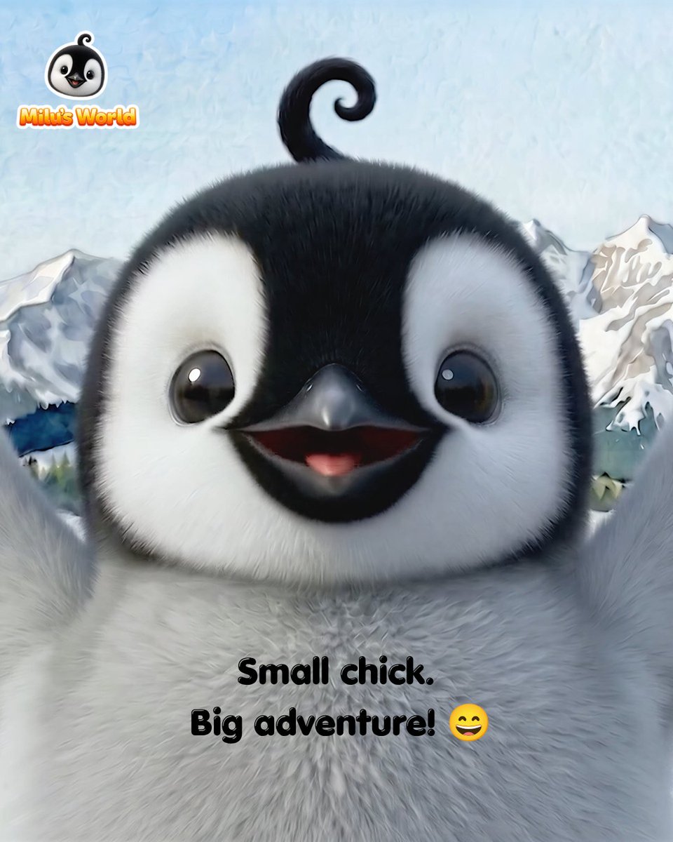 milupenguin's tweet photo. Everyone grows at their own pace. 🌱🐧

Milu may be smaller than his friends, but that just means there’s a big world waiting for him to discover. 💛

Small chick. Big adventures. 😄

#MilusWorld #MiluPenguin #LittleMiluBigWorld #GrowingUp #KidsAnimation https://t.co/0apq4rw01O