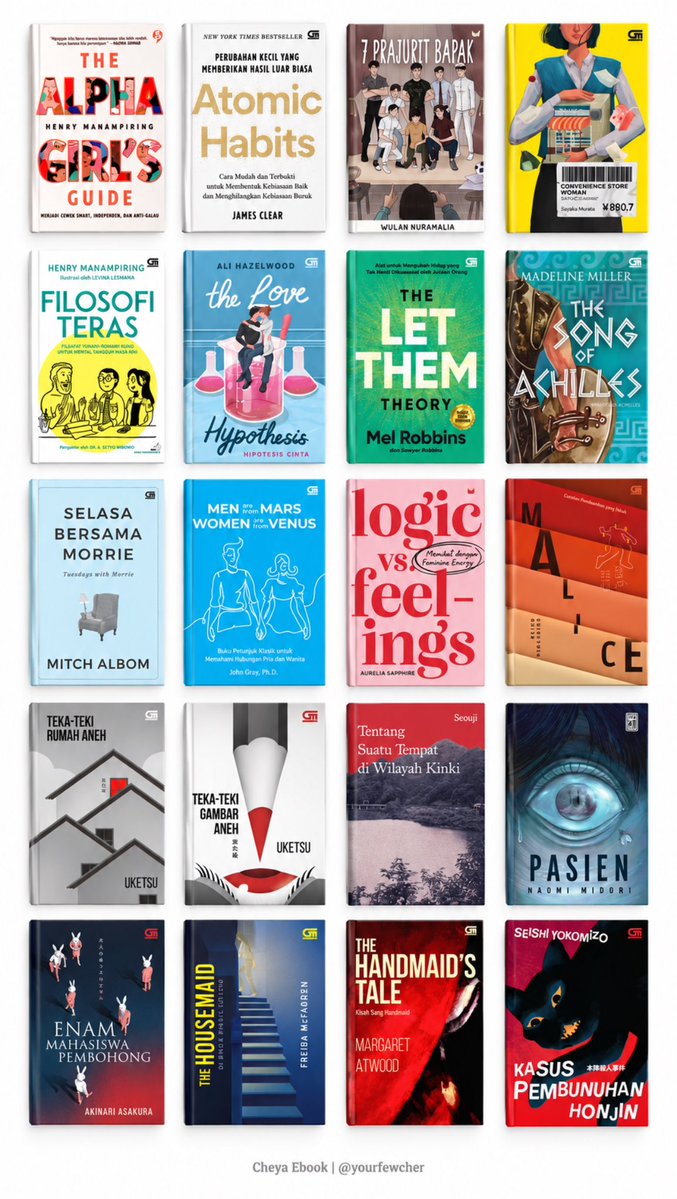 kyuriseu's tweet photo. BEST SELLER EBOOK NOVEL

Satine
3726 MDPL
Holy Mother
Housemaid
Aroma Karsa
Laut Bercerita
Midnight Library
Love Hypothesis
Song of Achilles
Let Them Theory 
Tuesdays with Morrie

PDF EPUB Kindle wtb wts buku ada jual beli terjemahan indo eng e-book e book #zonauang #zonajajan https://t.co/rkcRiktfxF