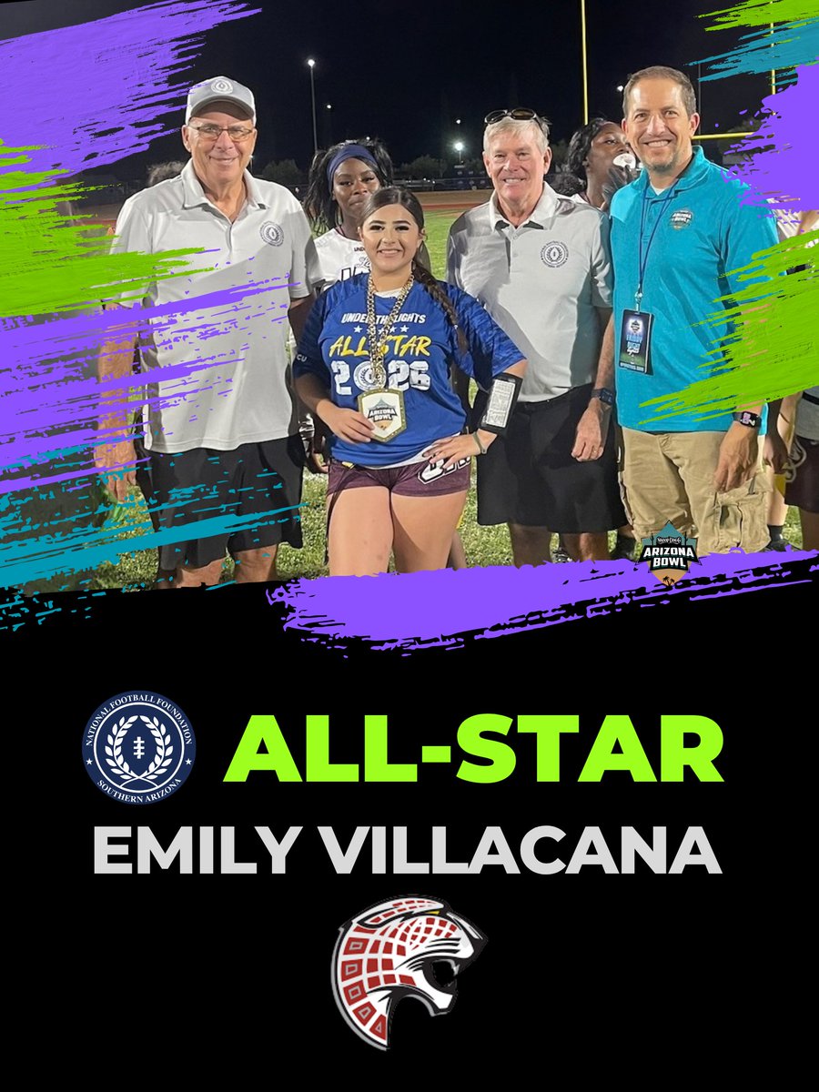 NFFsoArizona's tweet photo. Our first UTL is in the books. An honor to travel to Sierra Vista and meet @desertviewjags Emily Villacana, the coach-selected, character-driven NFFSAC All-Star of the game. It was a blast to see @theARIZONABOWL & the Giant Helmet make the trip!
#helmetonhelmetoff #buildthemup https://t.co/sQwhnNsh6N