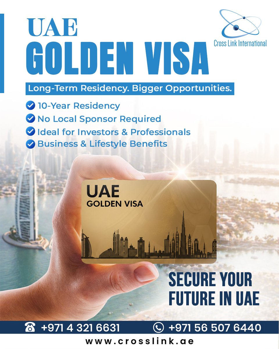 EdieFredinhr's tweet photo. The UAE Golden Visa offers long-term residency for individuals who want stability and growth. It is designed for investors, business owners, and skilled professionals looking to expand their presence in the UAE. With long-term residency, you can https://t.co/rI8dOvJQW4