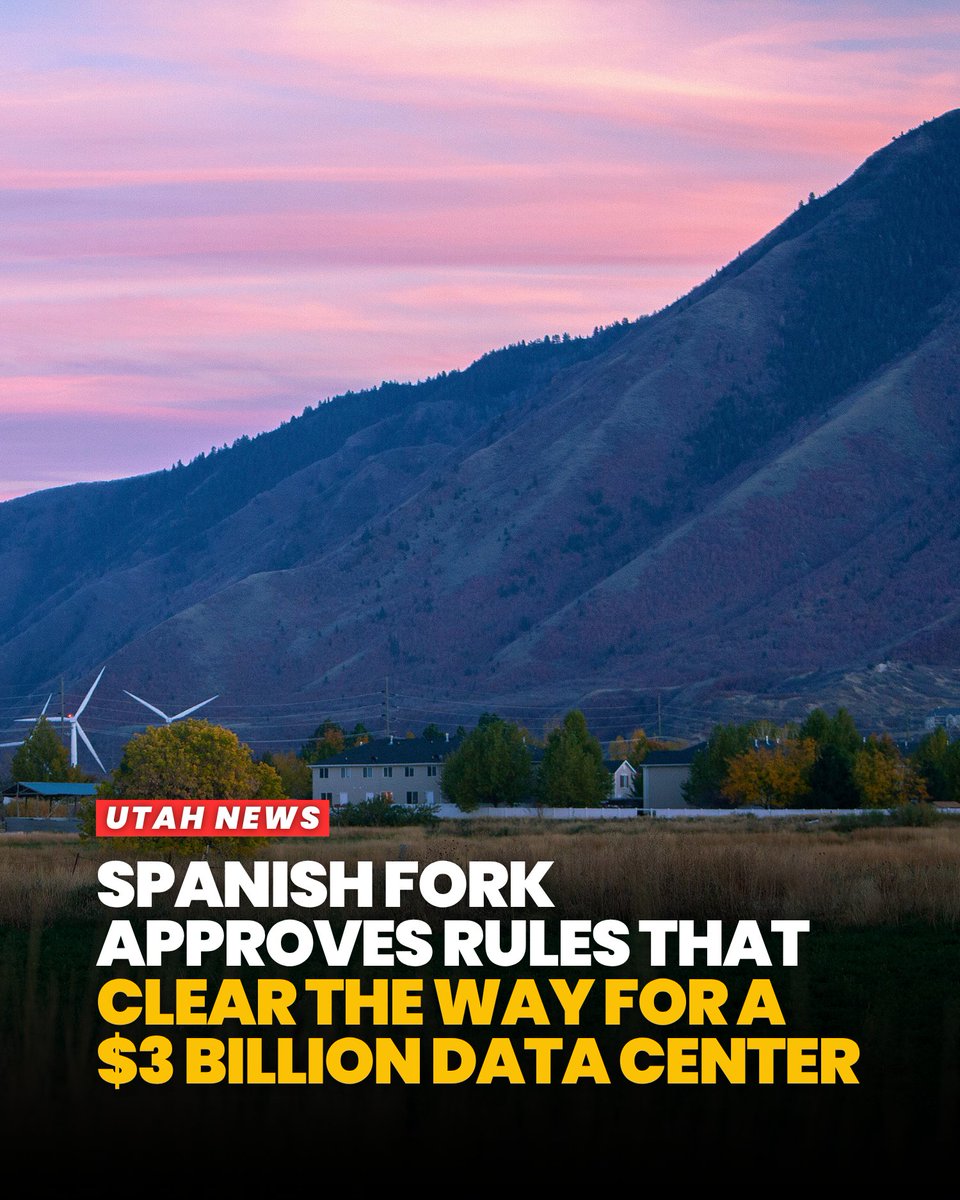 UtahIsAwesome's tweet photo. Spanish Fork City Council votes 3-2 to approve rules that clear the way for a self-powered data center at the mouth of Spanish Fork Canyon.

https://t.co/2VVQKS2v5M #utah https://t.co/76pgeV7La6