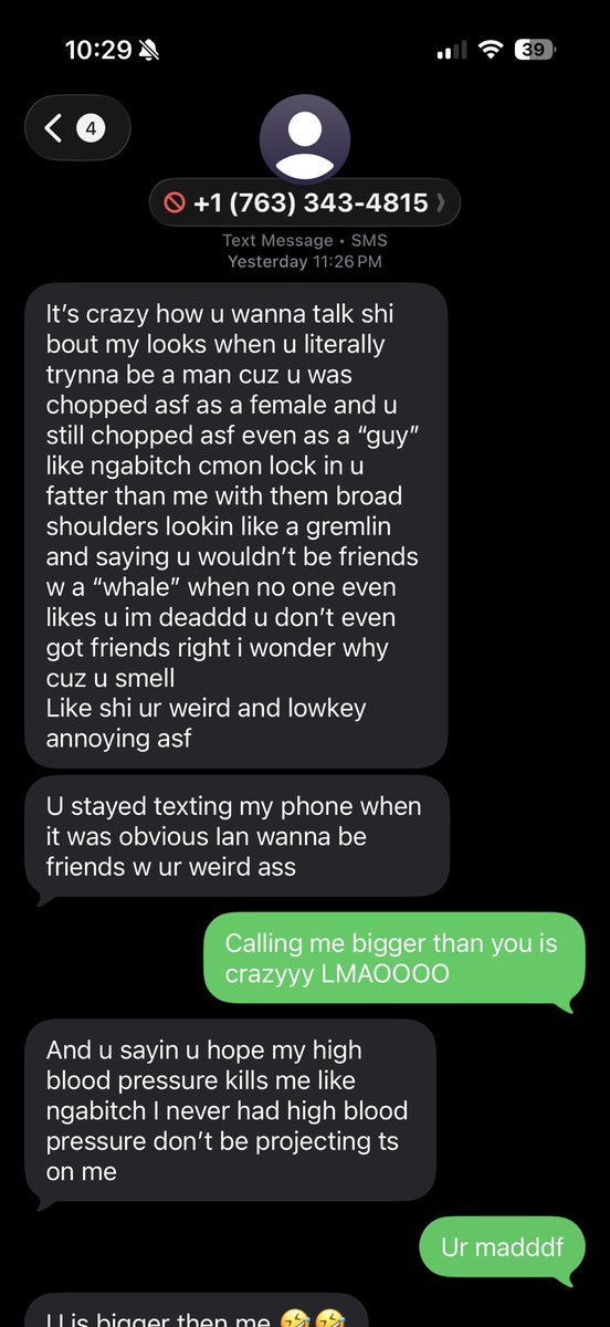killthyneighbor's tweet photo. i called my ex “friend” a whale who cut me off a few days ago for being trans and this is what she said when she messaged me last night

btw lol i didnt even know she was racist until she (non black) started calling me the n word https://t.co/miv8pRNsiP
