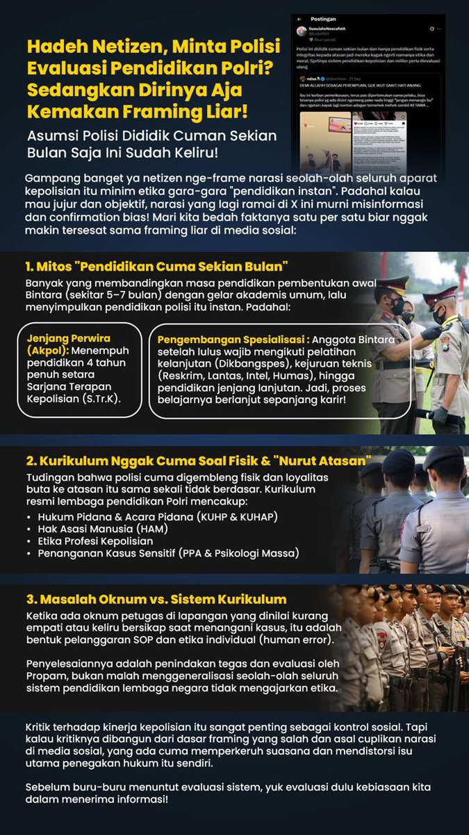 WatiNurlelaa's tweet photo. Pendidikan akpol tempuh waktu empat tahun penuh layaknya kuliah sarjana
#Polri #PendidikanPolri #Akpol #SPNPolri #polripresisi https://t.co/vSEJCQ2unx