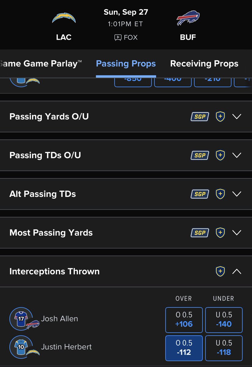 BuffaloFreddy's tweet photo. Herbert would have to air it out to win this game. Or, if they are down a bunch, also air it out.
Herbert OVER .5 INTs Sunday. #Mafiabets #BillsMafia https://t.co/VCARgad2nb