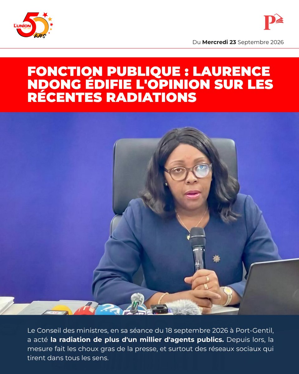 Sodipresse's tweet photo. #𝗦𝗼𝗰𝗶𝗲́𝘁𝗲́ - Fonction publique : Laurence Ndong édifie l'opinion sur les récentes radiations 

📌 Extrait de @L'Union - Sonapresse 

Acheter → https://t.co/voEU4qFFSA

𝑉𝑜𝑡𝑟𝑒 𝑑𝑖𝑠𝑡𝑟𝑖𝑏𝑢𝑡𝑒𝑢𝑟 𝑑𝑒 𝑝𝑟𝑒𝑠𝑠𝑒

#KiosqueSodipresse #SodipresseGA #LunionGA https://t.co/uDi13oW1wL