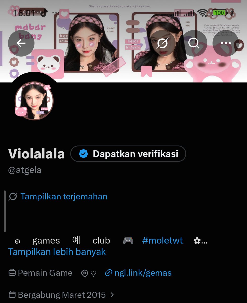 atgela's tweet photo. izin mulai detik ini saya ganti kulit. ini my previous identitas barangkali lupa ( ga ada yang peduli ) https://t.co/eBlZyiSpDa