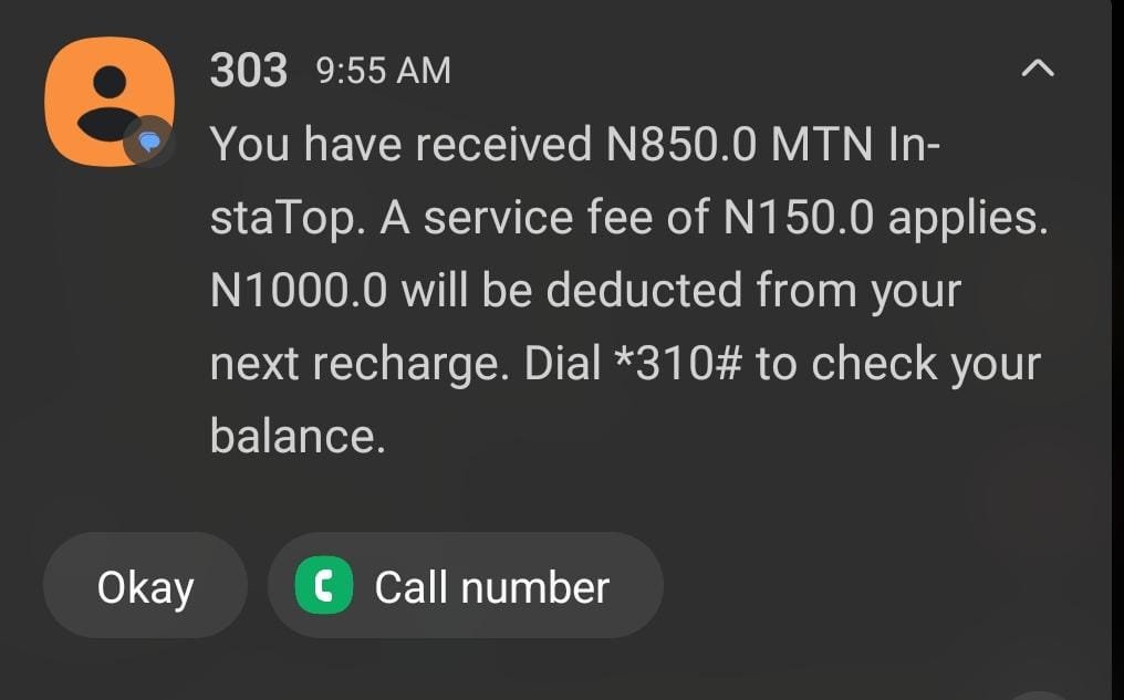 Umunna175042's tweet photo. @MTNNG @instablog9ja @Mazitundeeednut @MTNNG @Verydakman_ What is happening 😳? 150 service fee  how? this country hardship go too long oo @MTNNG make una reduce hand biko https://t.co/EuY1WikALB