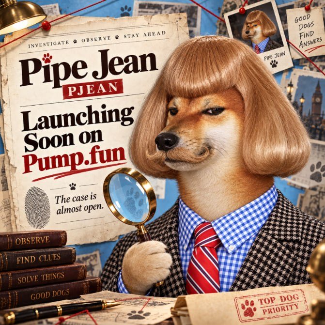 PipeJeansol's tweet photo. The case is almost open.
Pipe Jean is getting ready to investigate @Pumpfun .
Magnifying glass ready.
Eyes on the chart.

$PJEAN launching soon.

#SOL #PumpFun #PJEAN https://t.co/zGUKlVJ6ek