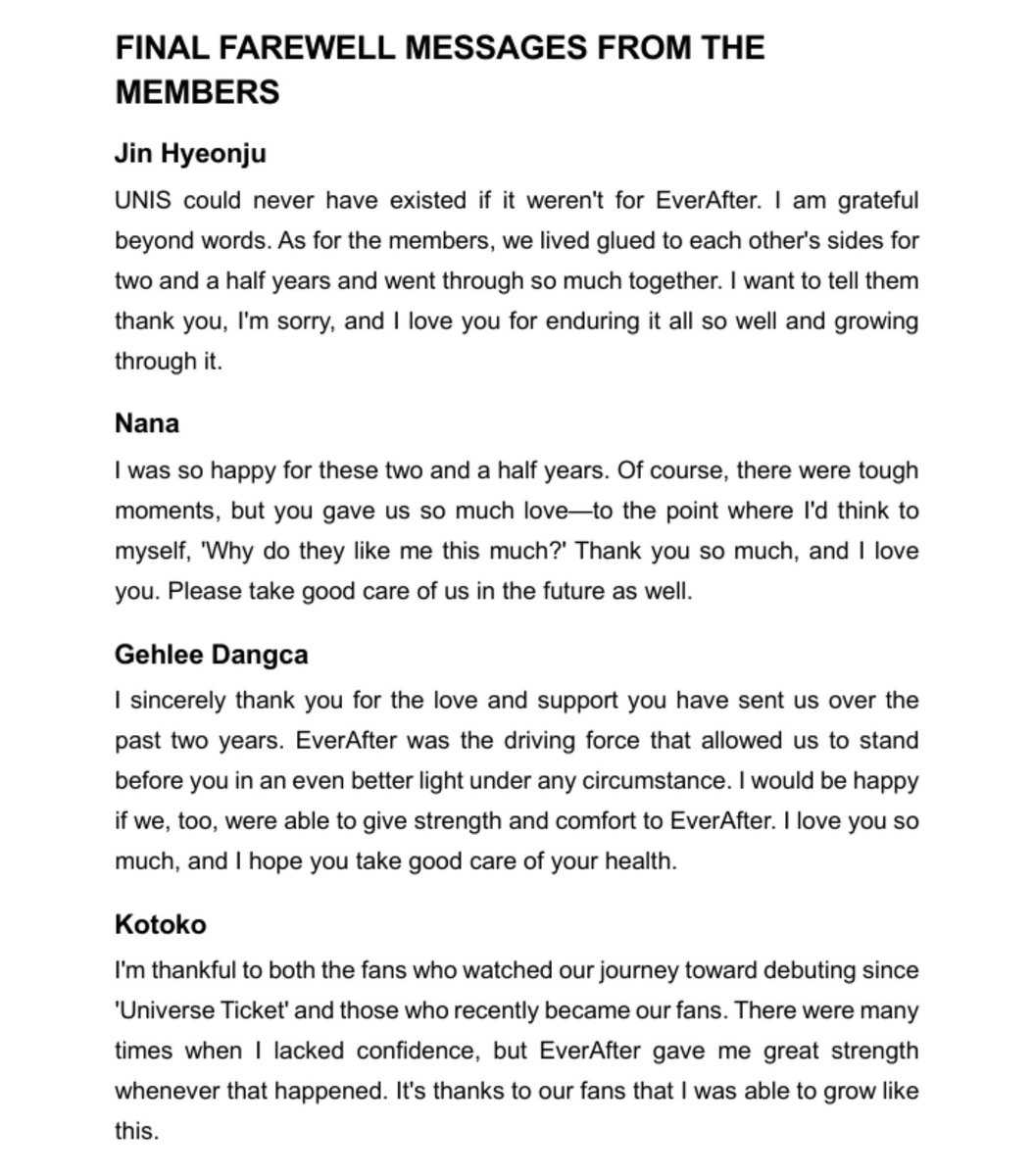 unisofbase's tweet photo. UNIS’s Last Interview: “Thank You for Recognizing All 8 of Us”—A Beautiful Farewell Amidst Peak Success.

Final farewell messages from the members: https://t.co/0VK24q5icU