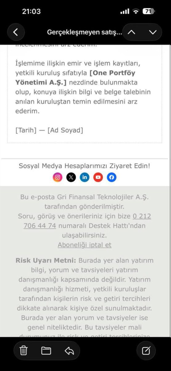 fonunmagdurlari's tweet photo. SON DAKİKA VE TARİHİ İTİRAF: ARACI KURUMLAR DA RESMEN AÇIKLADI! "17 EYLUL 13:30 ÖNCESİ SATIŞ EMİRLERİ HAKSIZCA ENGELLENDİ, CİMER'E ŞİKAYET EDİN!"

Günlerdir verdiğimiz haklı mücadelenin doğruluğu bizzat aracı kurumlar tarafından tescillendi. Foneria (One Portföy), mağdur yatırımcılarına gönderdiği resmi bilgilendirme e-postasında skandalı resmen itiraf etti:

📌 "17 Eylül günü TEFAS Platformu ilgili fonlarda işlem kabulünü durdurmuş, bu nedenle satış emirleri iptal dönmüş veya TEFAS'a ulaştırılamamıştır." 

📌 "SPK 2026/61 sayılı bülteninde 13:30 esas alınmasına rağmen, TEFAS'ın sistemi erken kapatması nedeniyle yasal emirler gerçekleştirilememiştir." 

📌 Aracı kurum, tüm yatırımcılarına CİMER ve Bilgi Edinme üzerinden acilen resmi şikayette bulunmaları için hazır dilekçe metni göndererek çağrıda bulundu!"

17'sinde verilen tüm emirler iptal oldu, soğuk su için" diyen troller nerede?!

Aracı kurumlar dahi TEFAS'ın hukuksuzluğunu ve yatırımcının 13:30 öncesi yasal hakkını itiraf edip CİMER'e yönlendiriyor!

Kurumlar suçu birbirine atarken hiçbir mağdur sessiz kalmayacak. Aracı kurumunuzun itiraf ettiği bu durumu ekleyerek CİMER, KDK ve TBMM başvurularınızı gecikmeden yapın: 

🔗 https://fonmagdurlari.netlify.appHakkımızı söke söke alacağız!

#FonMağdurları #TEFAS #Takasbank #SPK #Foneria #Midas #CİMER #KDK @spkgovtr @HMBakanligi