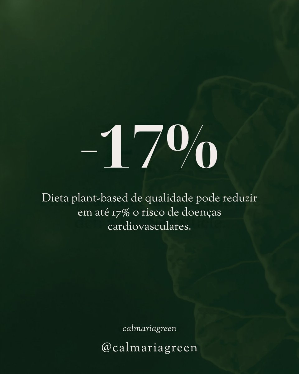 Calmariagreen's tweet photo. 🌱 Novo estudo (846 mil pessoas!) mostra: dieta plant-based de qualidade reduz em até 17% o risco de doenças cardiovasculares. Comida de verdade > ultraprocessados vegetais. Seu coração agradece 💚 #plantbased #saude https://t.co/abNM3Zt2mv