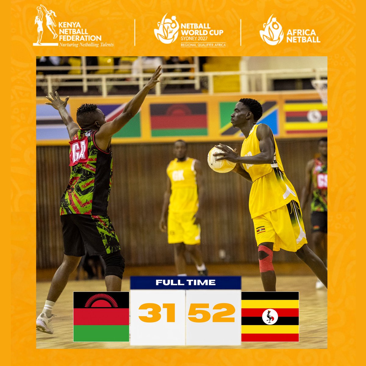 netballkenya's tweet photo. A fiercely contested battle on the court ends with Uganda taking the win against Malawi in the men's category #africaworldcup2026 #roadtosydney #nairobi2026 #africaplayshere https://t.co/i3Sc7C3xuR