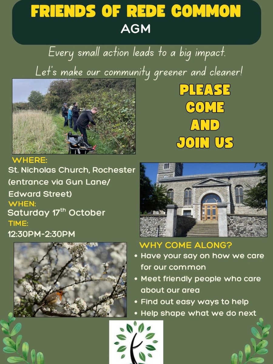 RedeCommon's tweet photo. Friends of Rede Common AGM 💚

Share ideas, meet neighbours, and help shape what we do next. All welcome — new faces especially! 🌿

#RedeCommon #Rochester #Community #AGM https://t.co/ZlWrnKOpZb