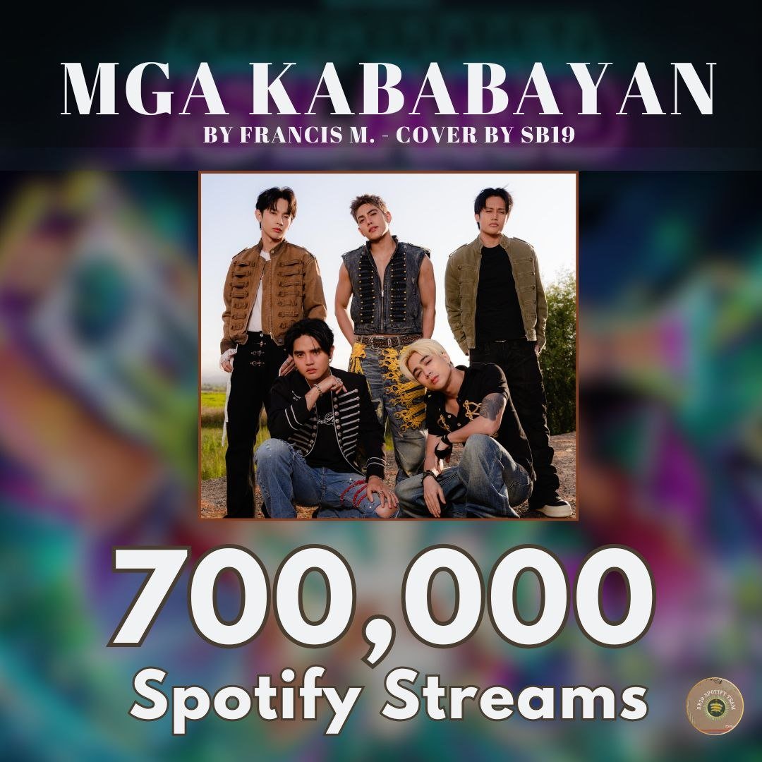 sb19_spotify's tweet photo. 700,000 STREAMS AND COUNTING! 🇵🇭🔥

SB19 taking an iconic piece of OPM history and elevating it with their rendition of Mga Kababayan is pure magic. Reaching 700K streams is a massive celebration of Filipino talent, culture, and pride! 💙

Huge congratulations to SB19 and A'TIN! Let’s keep the momentum going and drive this track all the way to 1 MILLION! 🎧🚀

Stream Mga Kababayan by SB19 now: 🔗 https://t.co/A1G15DevTn

@SB19Official #SB19
