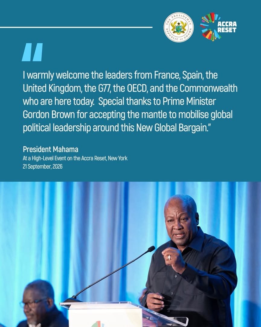 HamdiaOfori's tweet photo. President John Dramani Mahama has welcomed leaders and partners from France, Spain, the United Kingdom, the G77, the OECD and the Commonwealth to the High-Level Event on the Accra Reset in New York.

#PresidentMahamaUNGA81
#MahamaThePresident https://t.co/MfTdv6AImJ