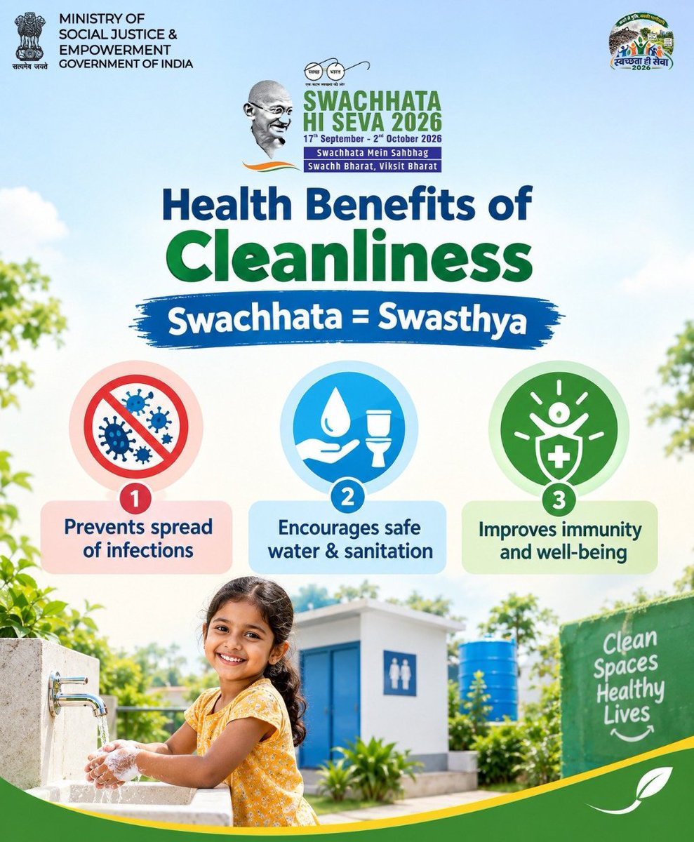 IndinNederlands's tweet photo. This Swachhata Hi Seva 2026, let’s make cleanliness a daily habit for a healthier and happier life.   

 इस स्वच्छता ही सेवा 2026 में स्वच्छता को रोज़मर्रा की आदत बनाकर स्वस्थ और खुशहाल जीवन की ओर कदम बढ़ाएं। #SwachhataHiSeva2026 @PMOIndia @narendramodi
@PIB_India @mygovindia @MIB_India @MSJEGOI @IndianDiplomacy @MEAIndia @mygovindia @DDNewslive