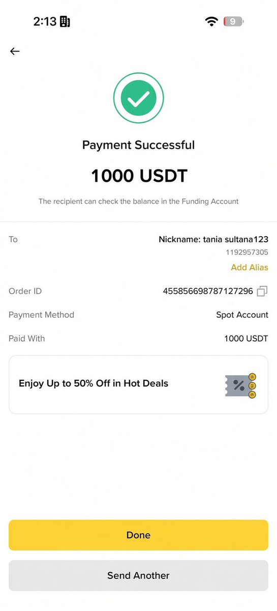 PrimecoderX's tweet photo. Sent $1000 to 3 Binance UIDs: 1177113929, 1192957305 and 1177606759 🎉🔥

I will send $1000 to 3 more new people today 🤑

Comment your Binance UID or wallet address below 👇 https://t.co/gpa2AxpMWh