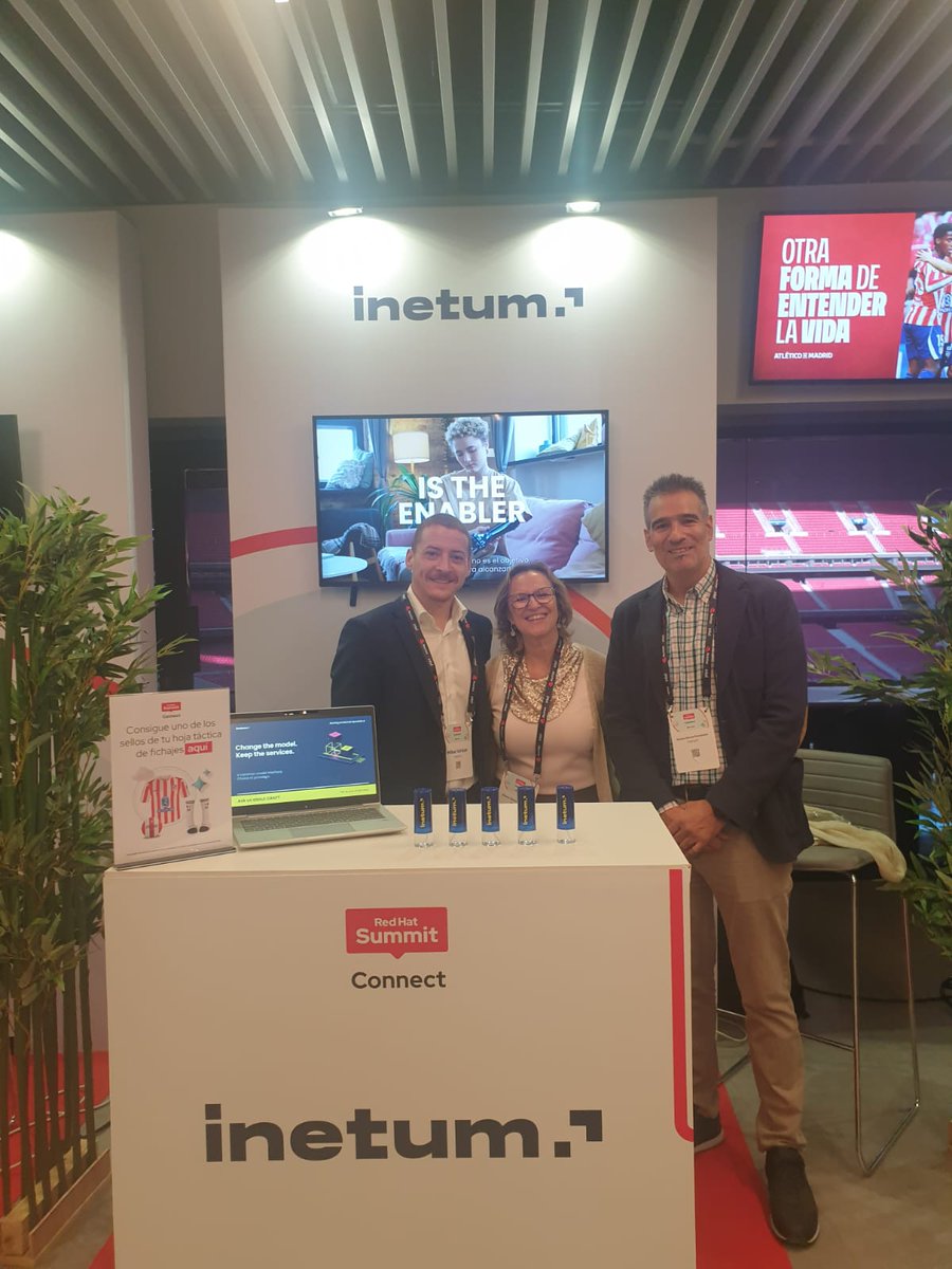 inetum_es's tweet photo. [#España] Hoy estamos acompañando a @RedHatIberia en su Red Hat Summit: Connect 2026 Madrid

Te esperamos en nuestro stand para conversar sobre cómo construir soluciones de IA de forma ágil, segura, escalable y con control real de costes

#Inetum
#DigitalImpact #LetsMakeTechRight https://t.co/PtlqhhlVoc