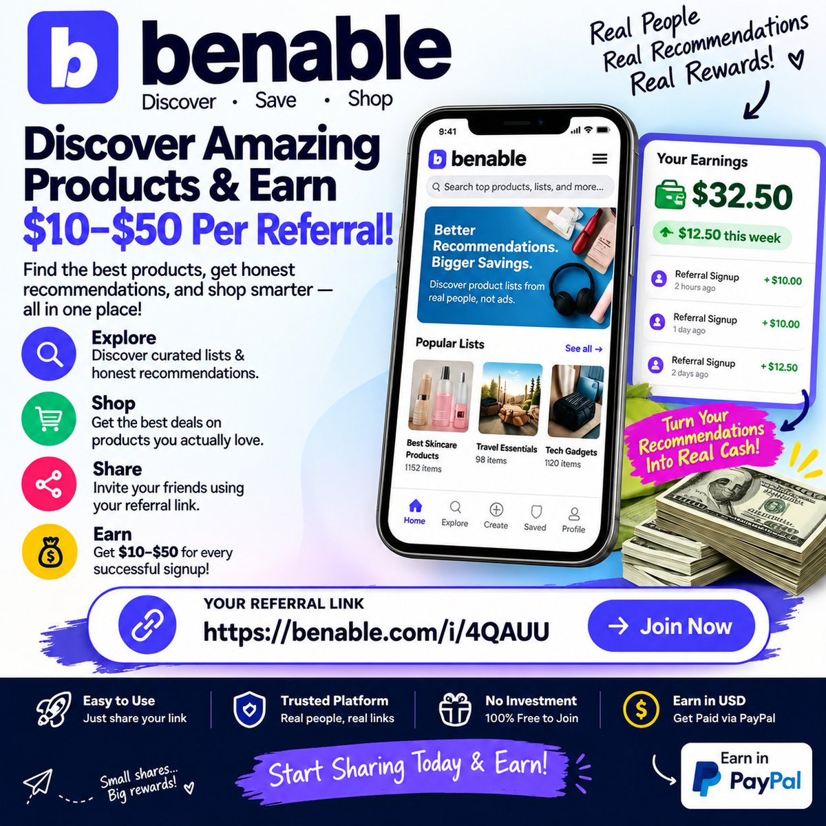 Shubham44020261's tweet photo. Benable से Discover, Share &amp; Earn 💰 | Join Today!
$NVDA 
$AMZN 
$ 1000.0
 Click link here 👇👇👇
https://t.co/wXckQzMtKA https://t.co/4nwKc9gkc3