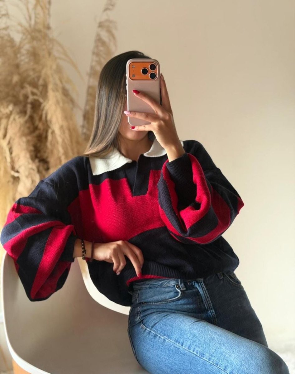 EusebioBeaorg's tweet photo. NEW WHOLESALE STYLE! Stock your store with this soft rugby-style knit sweater, featuring a contrasting white shirt collar, V-neckline, wide horizontal stripes, and 100% Colombian craftsmanship. A trendy preppy, oversized piece with roomy sleeves https://t.co/9U2T9xKPRa