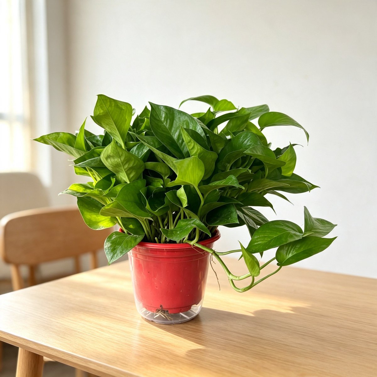 GuNW17's tweet photo. New to caring for pothos Just let the soil dry completely between waterings and keep it in bright indirect light—your lush green buddy will thrive with minimal effort! https://t.co/eCDb2PbudE