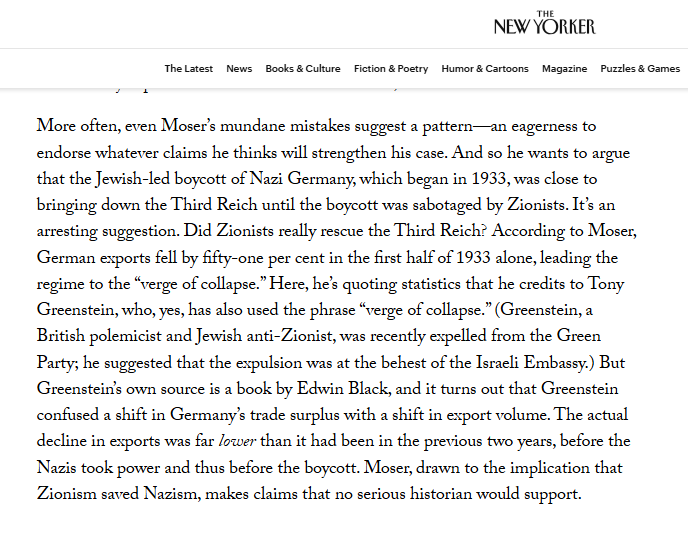 Daniel_Sugarman's tweet photo. Isaac Chotiner's dismantling of Benjamin Moser's book depicting Zionism as the ultimate evil is all the more scathing because Chotiner is not a Zionist himself.

(And you're not dreaming. Moser, a Pulitzer prize winning author, cites TONY GREENSTEIN as an authoritative source). https://t.co/OcjaT5tvlL