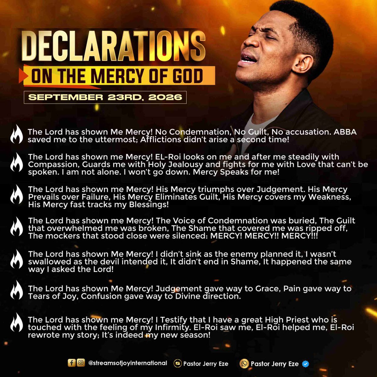 Ta1wo1's tweet photo. 𝗡𝗦𝗣𝗣𝗗 𝗗𝗔𝗜𝗟𝗬 𝗔𝗟𝗘𝗥𝗧_𝟮𝟯-𝟬𝟵-𝟮𝟬𝟮𝟲_
INSTANT TURNAROUND BY MERCY!
WHAT GOD CANNOT DO DOES NOT EXIST!!

#NSPPD #7AMFIREPRAYERS

Pray Here👇
https://t.co/iCxblbVAIS

Watch the testimonies &amp; Share

Subscribe @ 
Specific Playlist 👉
https://t.co/NroeVpSLhH
#GODSMERCY https://t.co/2wFBnp7Gpa