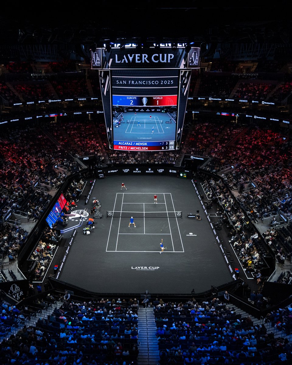 ROLEX's tweet photo. At the @LaverCup, a tennis event conceived by Roger Federer, Europe’s leading men face their counterparts from the rest of the world. At this year's edition of the team competition and Rolex partner, Team World defends its title. More on https://t.co/fFxxHQEwsb #Reachforthecrown https://t.co/TYyAT5Z1JU