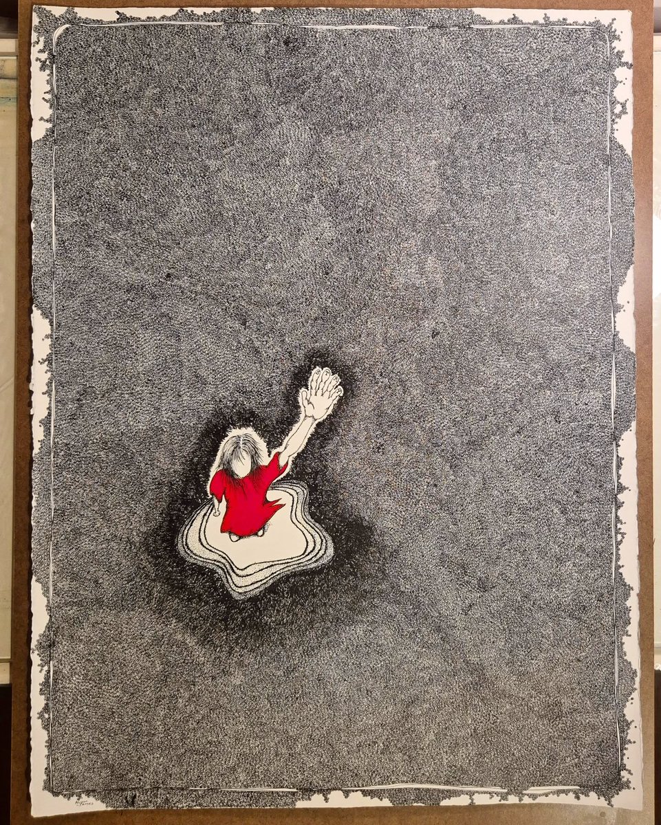 FrancisListen's tweet photo. And now… she is done: coloured, signed, and varnished. “Stay” is my ink artwork for Recovered Futures, and I’m incredibly proud of her. Stay is a scream, a dream, a plea—but above all, hope. No matter your moment right now, stay. Title: “Stay” https://t.co/3zOlIFmu7u