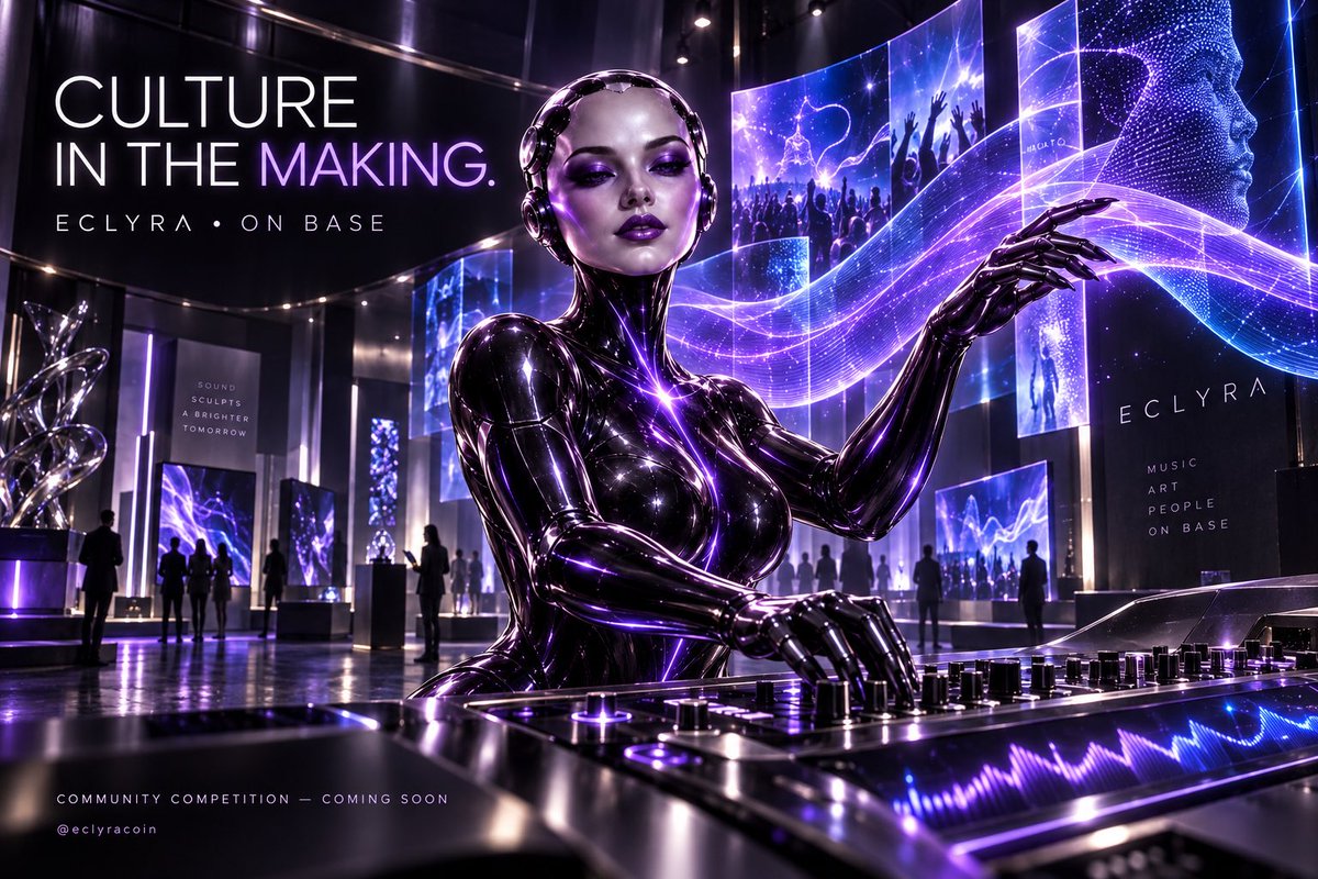 EclyraCoin's tweet photo. Digital culture has a face.

ECLYRA brings cinematic AI visuals, electronic music and community to Base.

Explore the world we’re creating.

Our community competition is coming. Full rules and eligibility details will be shared before entries open.

@EclyraCoin https://t.co/lqohn5EkIV