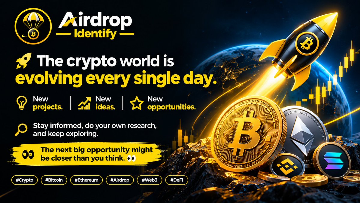 AirdropIdentify's tweet photo. 🚀 The crypto world is evolving every single day.

New projects. New ideas. New opportunities. 🌐

Stay informed, do your own research, and keep exploring. 🔍
The next big opportunity might be closer than you think. 👀

#Crypto #Bitcoin #Ethereum #Airdrop #Web3 #DeFi https://t.co/MVk2hIsDGN