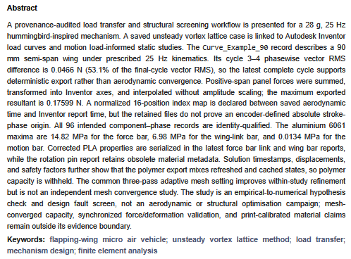 RoboticsMDPI's tweet photo. #NewPaperOnline
📖Provenance-Audited Load Transfer and Structural Screening Workflow for Hummingbird-Inspired Flapping Wing Mechanism
👉https://t.co/ZNNmSTSqG5
✍ By Jiabao An, Shufan Wang, Yanghai Nan, Heba Lakany, Yang Luo, Yuyi Zhu, etc.

#Robotics #flappingwingmicroairvehicle https://t.co/EJb8IfxLCZ