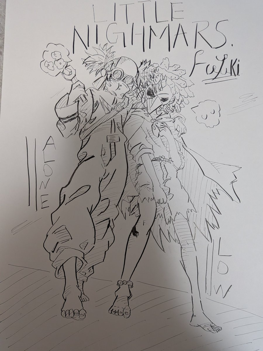 kkmt9932's tweet photo. なんか思いつきで書いたせいで…手がなんか違和感……前のおとなっぽ絵柄のロゥとアローンで日常系の歩いてるシーンです。なんか想像で漫画とか描いてもいいな…
#リトルナイトメア https://t.co/8GDJRzRVAN