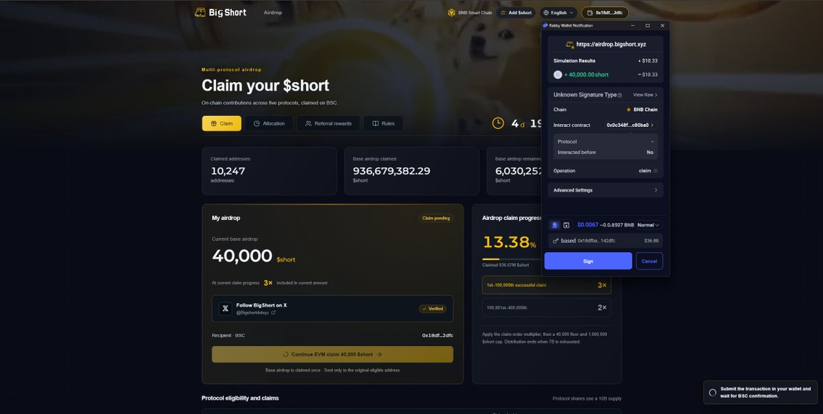hitasyurek's tweet photo. Günaydın BNB üzerinde aktif trade eden ve RH'da aktif walletlara Airdrop atılmış.

Gördüğüm kadarıyla +2k $ hacim yeterli 10$ gibi bir şey ediyor girip aldım dursun.

https://t.co/bbMsnqg1EP https://t.co/neKnaCGG8i
