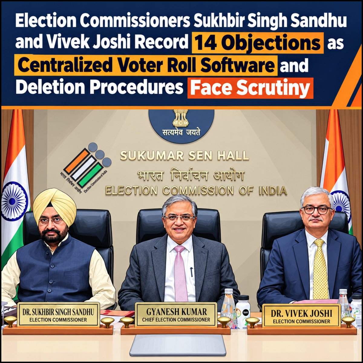 MishalKhanNDU12's tweet photo. Indiaβs Election Commission is facing a credibility crisis from within. Commissioners Sukhbir Singh Sandhu and Vivek Joshi reportedly recorded 14 objections over voter registration, deletions
#PPxSHUFFLE #PixVerseWorldModel #LetChdChoose https://t.co/Rvw43mMdQW