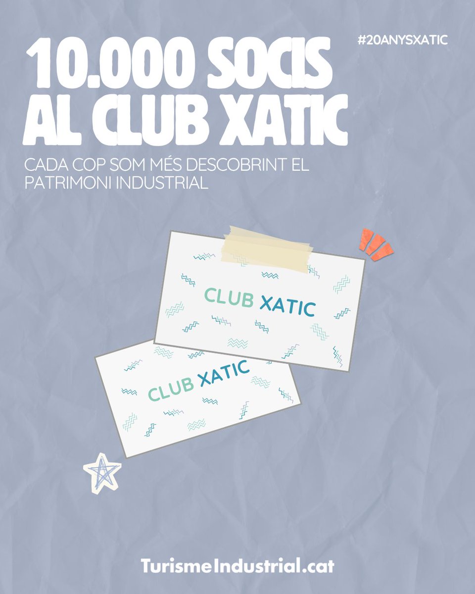 xatic_cat's tweet photo. JA SOM 10.000! 🎉 Formar part del Club XATIC és la millor manera de viure experiències úniques i connectar amb les nostres arrels industrials. I el millor de tot? És completament GRATUÏT!
Fes-te'n membre ara! 👉 https://t.co/gZqLRXb3J4
#20AnysXATIC #TurismeIndustrialCat https://t.co/knwIpSznVJ