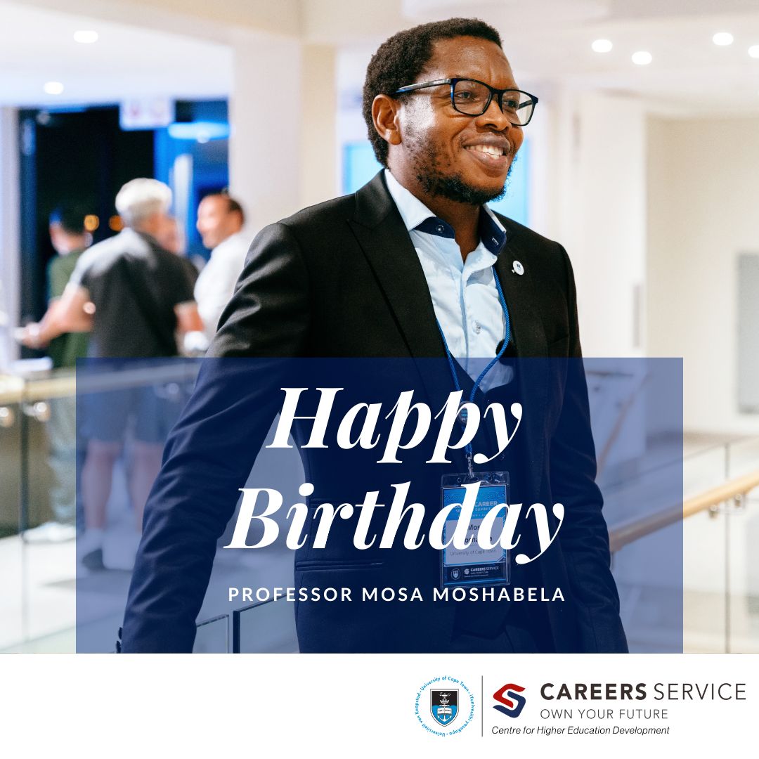 UCTCareers's tweet photo. Happy Birthday to our Vice-Chancellor, Professor Mosa Moshabela!

From all of us at the UCT Careers Service, we wish you a wonderful birthday filled with joy, good health, and continued success. 

Thank you for your inspiring leadership and dedication to the UCT community. https://t.co/lNXs42PNsT