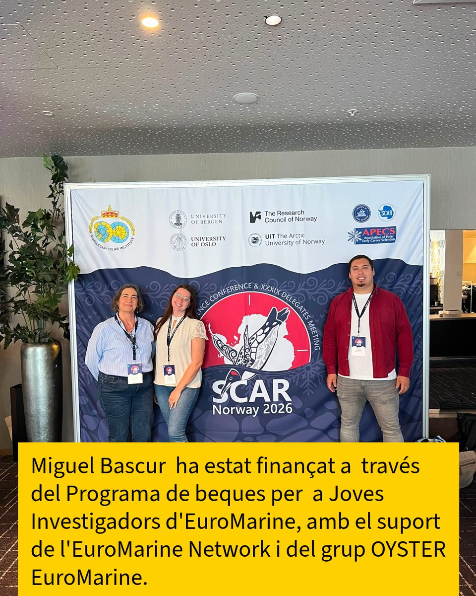 IRBioUB's tweet photo. Participación del IRBio-UB en la 12th SCAR Open Science Conference, uno de los principales encuentros internacionales dedicados a la investigación antártica, que reunió a más de 1.400 participantes en Oslo (Noruega), del 10 al 14 de agosto de 2026.
@angel_bascur @Conxita_LAB https://t.co/Aqz8AsQUs2