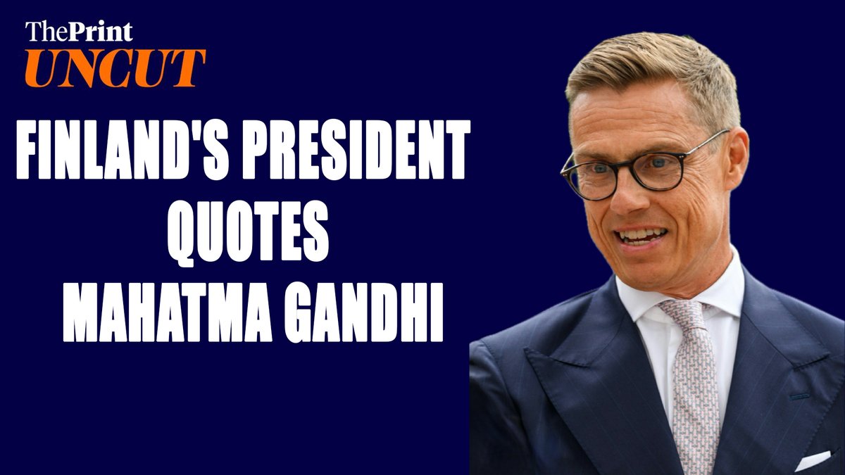 ThePrintIndia's tweet photo. Finland's President Alexander Stubb quotes Mahatma Gandhi during his UNGA address - 'The breach of one rule inevitably leads to the breach of other rules'. Watch his full speech

#ThePrintUncut

https://t.co/JZ4bZnCz6O https://t.co/ih6CnGbi8u