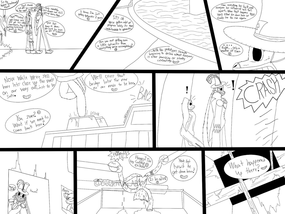 GoldenRing_AB27's tweet photo. @violet_mid @PykeDead @AnalyssaGonzal2 @Kova360 @KKat2040 @CharlieTheSl0th @BriBrithefox1 Playtime Insurgents comic page 9
A recon to the water treatment and an unexpected encounter
Kenny belongs to @PykeVoid
Lunar belongs to @violet_mid
Slim and Calvin belongs to me
#SmilingCrittersAU #original_character #LunarEclipseAU #PoppyPlaytimeart https://t.co/FkpelymrfV
