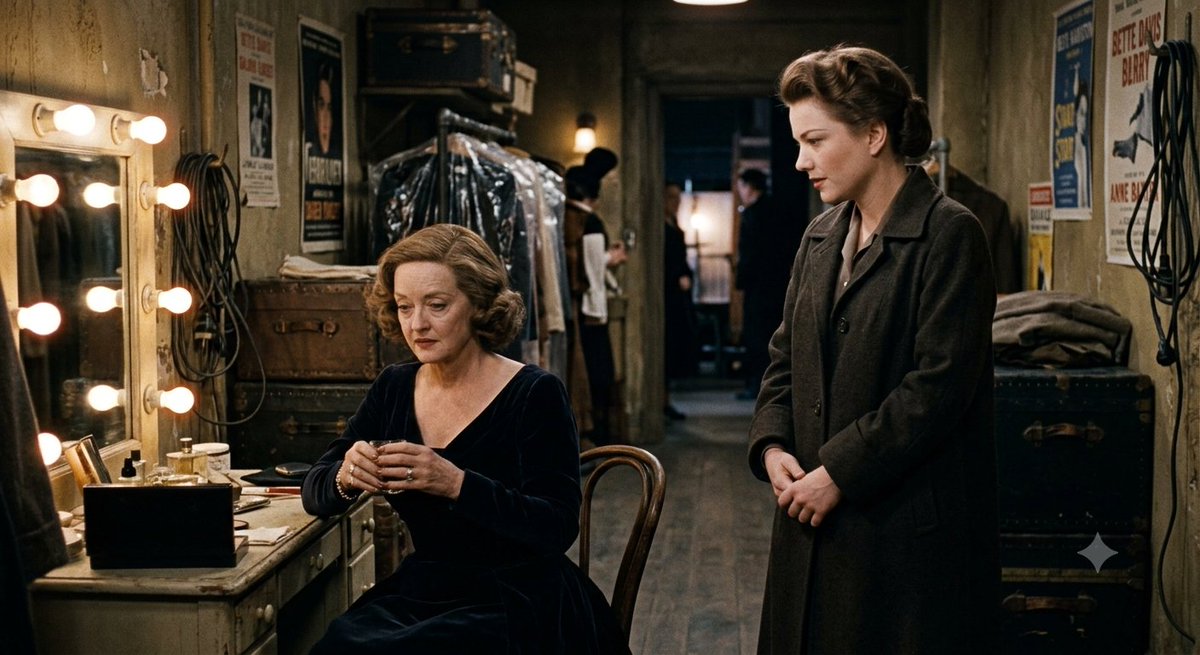 Uzonna7's tweet photo. 🎬📺All About Eve (1950)🔥❤️⭐⭐⭐⭐ 

All About Eve is the original “girlboss betrayal” movie. Bette Davis is the aging star clinging to the spotlight while a wide-eyed understudy (Anne Baxter) smiles, schemes, and steals everything. 1950s Hollywood already knew: the sweetest fangirl is the one holding the knife.

Eve Harrington didn’t just want the role. She wanted the life, the applause, the man, and the dignity. All About Eve is basically “what if your biggest fan was also your most talented replacement and zero percent loyal.”

Margo Channing wasn’t “difficult.” She was a woman watching the industry quietly decide she was past her sell-by date while a younger, hungrier version of herself stood right there smiling. All About Eve still hits harder than most modern “women supporting women” stories.

⭐Synopsis: Aging star takes in a devoted young admirer. The admirer studies her, copies her, and systematically replaces her. 

All About Eve is the ultimate backstage thriller about talent, timing, and the brutal math of fame.