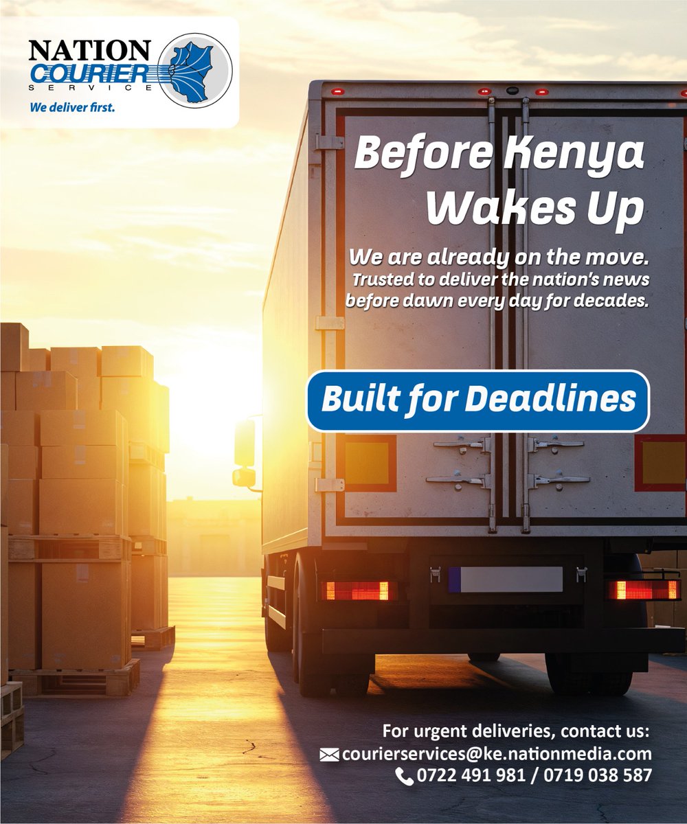 NationAfrica's tweet photo. When time is not on your side, we are. ⏱️
Built for deadlines. Ready when you are.
👉 Call now: +254 722 491 981 / 0719 038 587 
#NationCourier #WeDeliverFirst
 @NationAfrica @ntvkenya @BD_Africa @Taifa_Leo https://t.co/0q4nmDhMwm