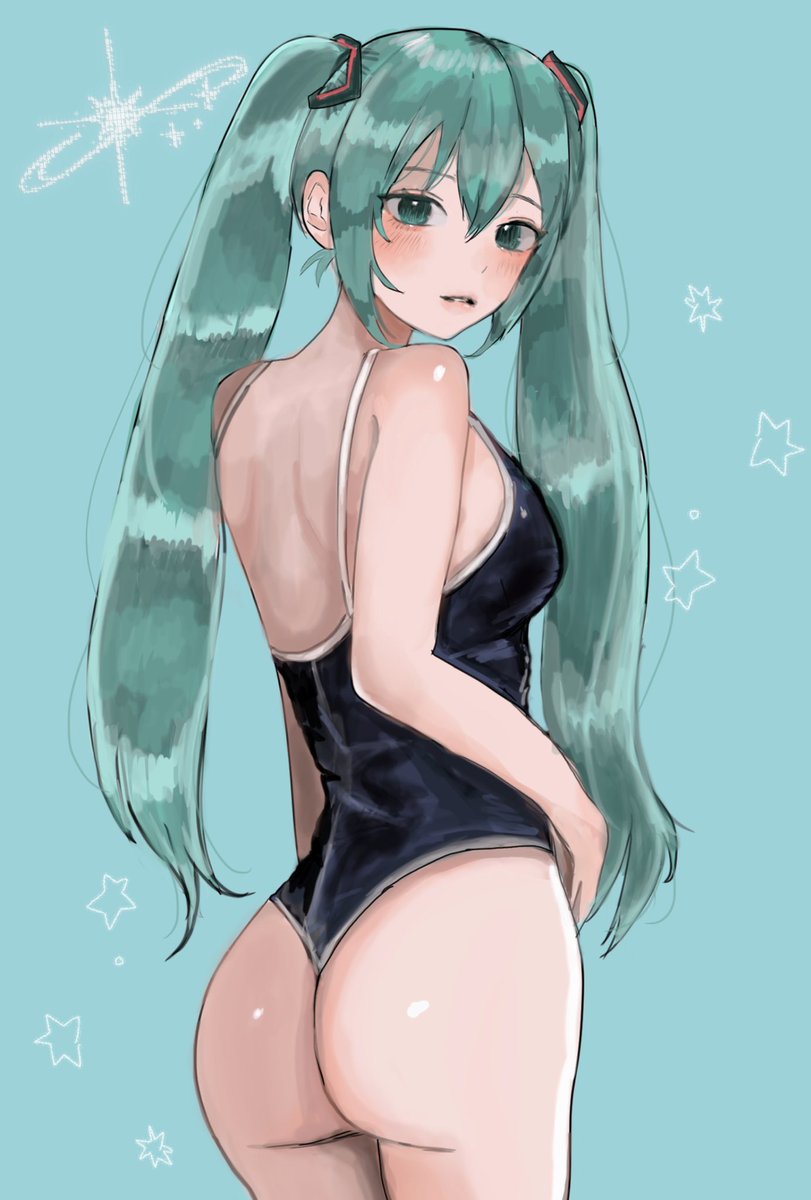 Oh__y0u's tweet photo. 初音ミクさんにスク水を着てもらった https://t.co/r0hKBjCJvx