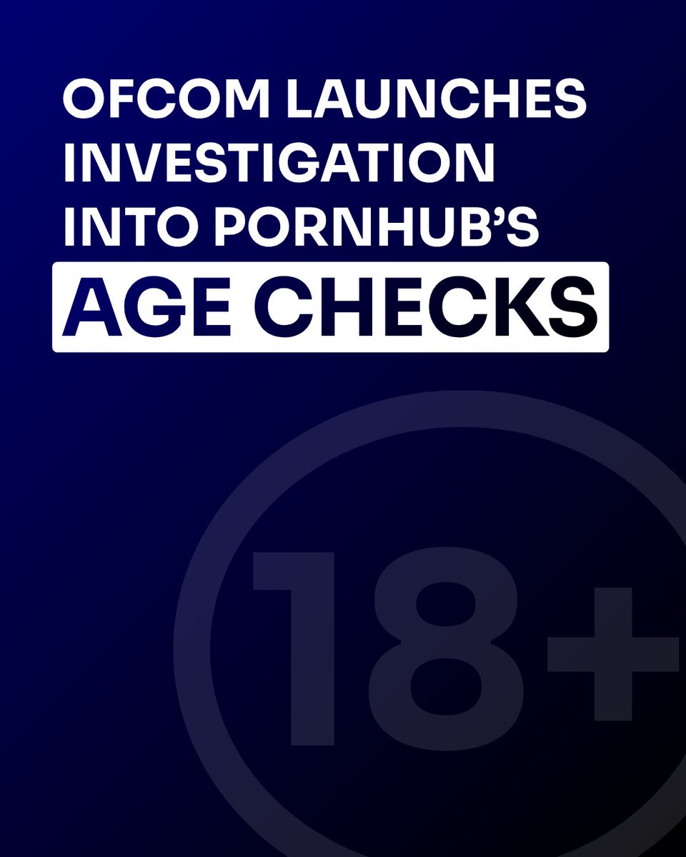 Ofcom's tweet photo. We have opened an investigation into Aylo - Pornhub's service provider - on its compliance with duties to:

🔴 use highly effective age assurance to prevent children from seeing pornography;  
🔴 complete a sufficient children’s access assessment.  

https://t.co/12BeMLoO8h https://t.co/k0BsmOYUmF