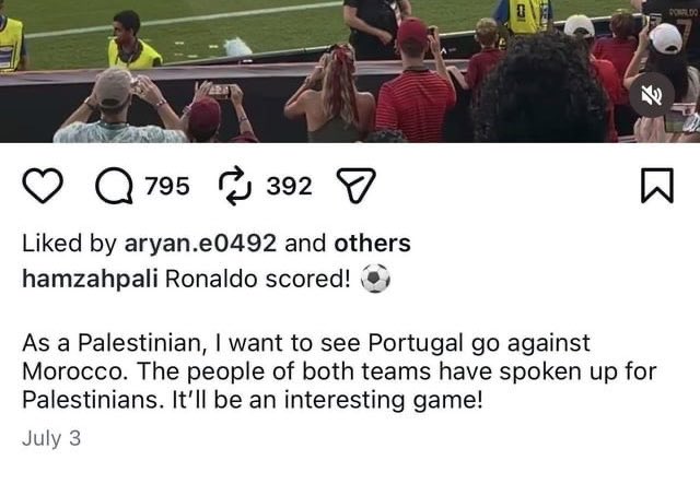 evilpoodle4ever's tweet photo. instagram influencer hamzahpail, the guy who started the whole messi zionist thing, surprise no one, he’s a ronaldo fan. wondering how he gonna cope w the fact that his idol commenting on trump video lmao. he hates messi so much that he literally pinned a video attacking him🫢 https://t.co/U3VsXlYVJC
