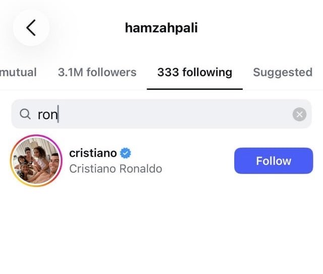 evilpoodle4ever's tweet photo. instagram influencer hamzahpail, the guy who started the whole messi zionist thing, surprise no one, he’s a ronaldo fan. wondering how he gonna cope w the fact that his idol commenting on trump video lmao. he hates messi so much that he literally pinned a video attacking him🫢 https://t.co/U3VsXlYVJC