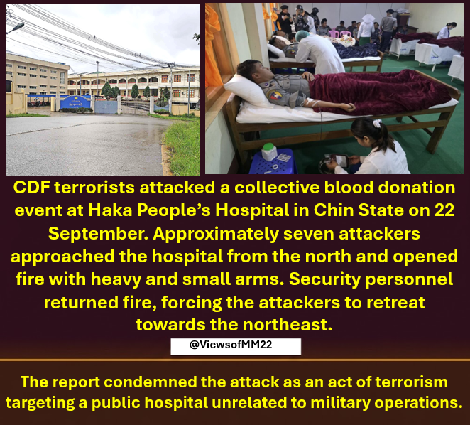 ViewsofMM22's tweet photo. CDF terrorists attack blood donation event at Haka Hospital 
---#WhatsHappeningInMyanmar @UN @UNGeneva