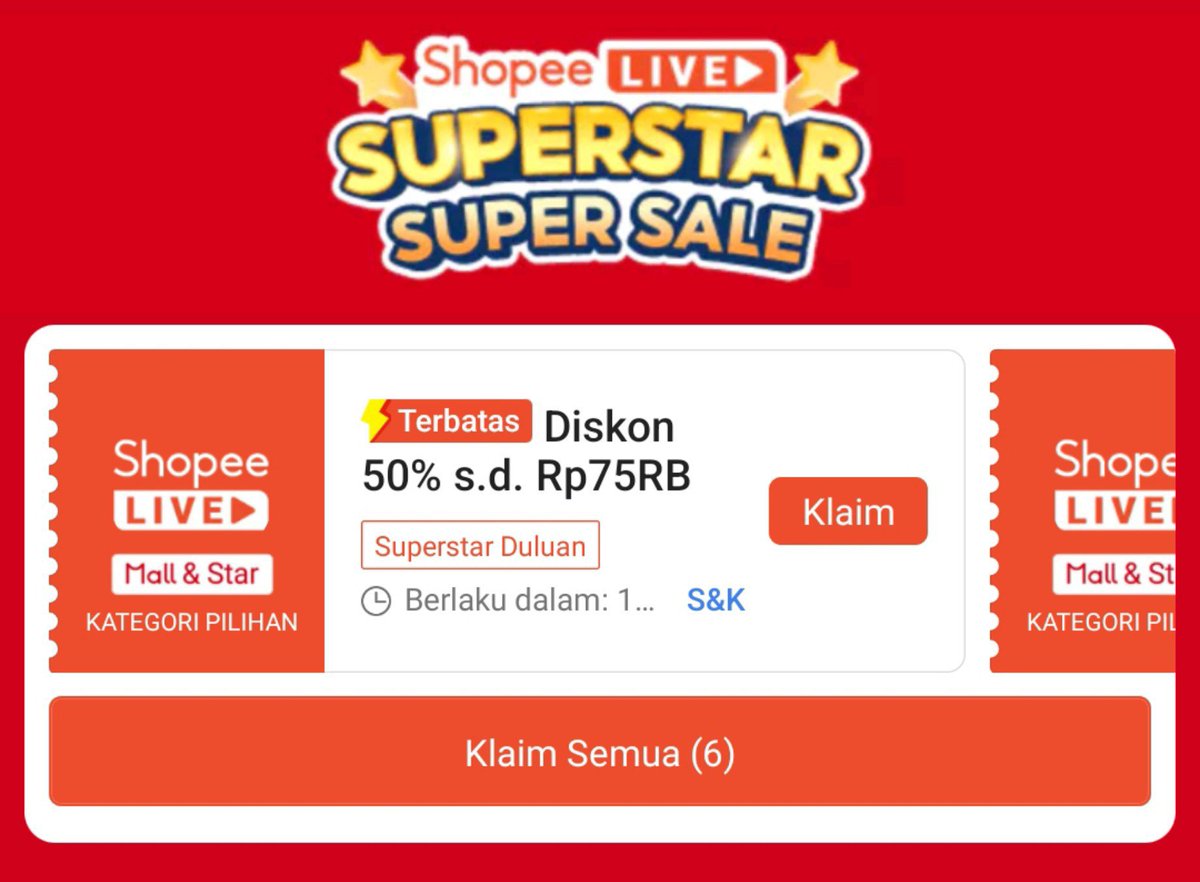 today_clouds's tweet photo. 2 hari lagi PAYDAY SALE❗❗❗

💌 DISKON 99% S/D 100RB
💌 DISKON 99% S/D 5RB
💌 shopee live x superstar DISKON 50% S/D 75RB

SEMUA KLAIM DULU DI SINI
https://t.co/d64YlT0qwV https://t.co/RXN4tkHEhq