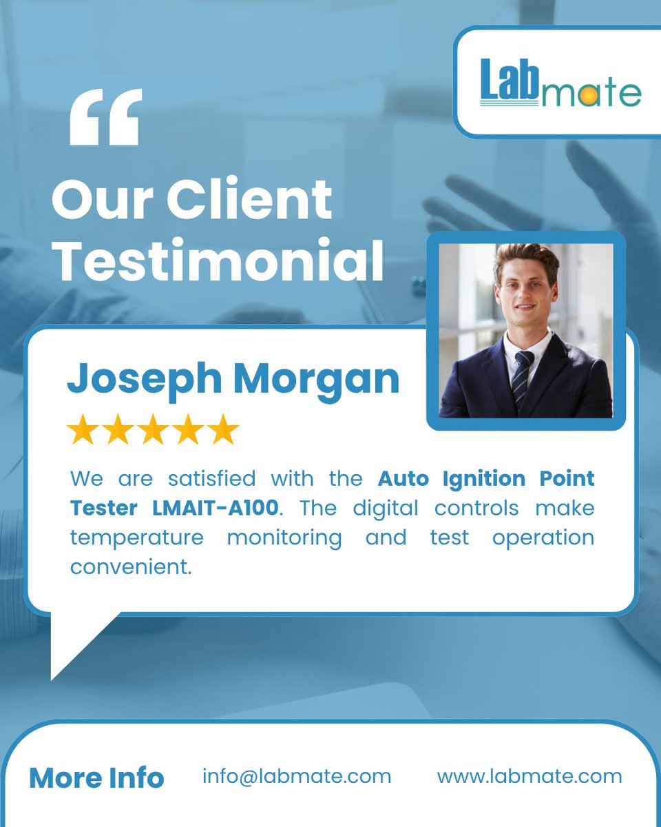labmateINC's tweet photo. Auto Ignition Point Tester LMAIT-A100: 100-800°C range ✅ ±1°C accuracy ✅ automatic sample injection ✅ RS232 interface. Built for precise ignition point testing.
info@Labmate.com
Learn More : https://t.co/O4fp50m2rN
#Labmate #AutoIgnitionPointTester #LabEquipment https://t.co/YX921cimpP